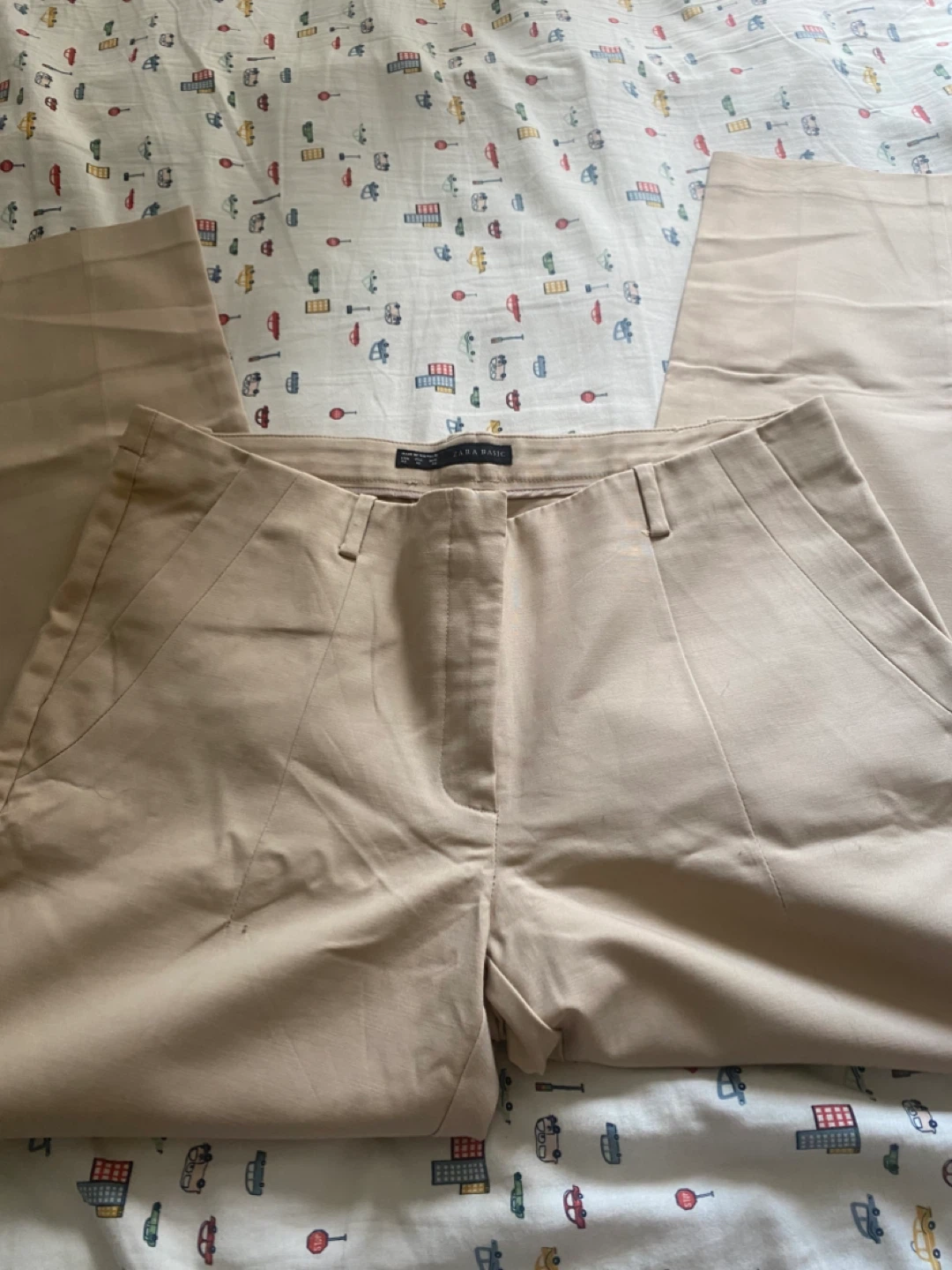 ZARA BASIC beige twill pants women's size 10