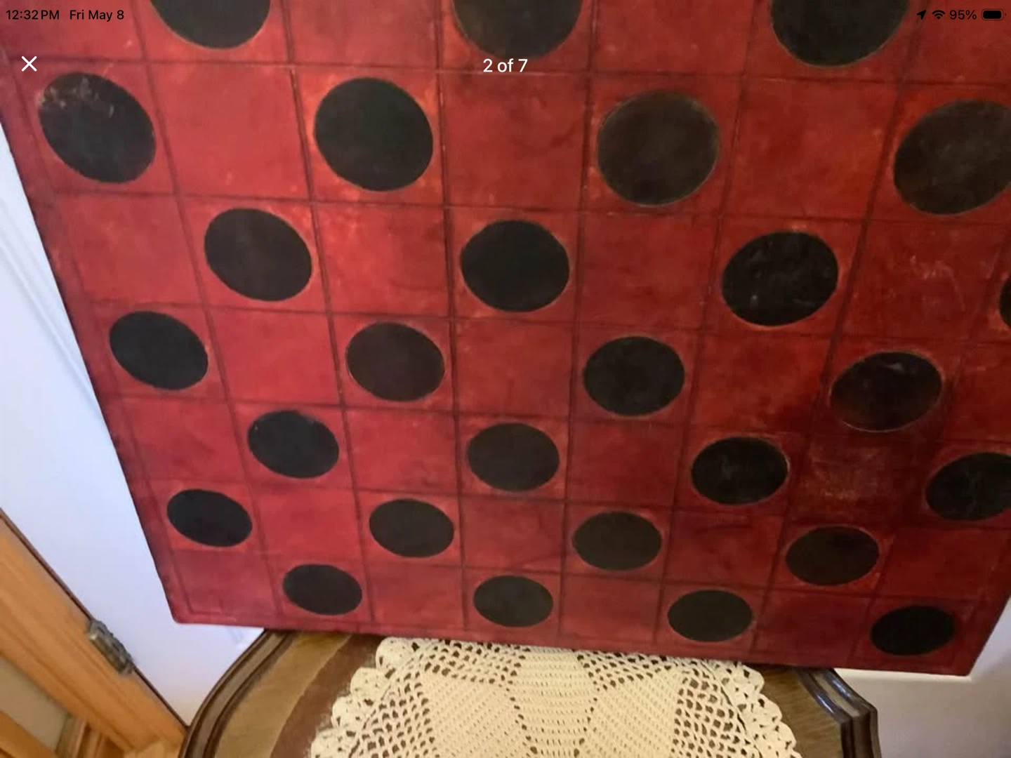 Unique Vtg Leather Hd Md Checkers/Chess Board 🐞 - photo 2