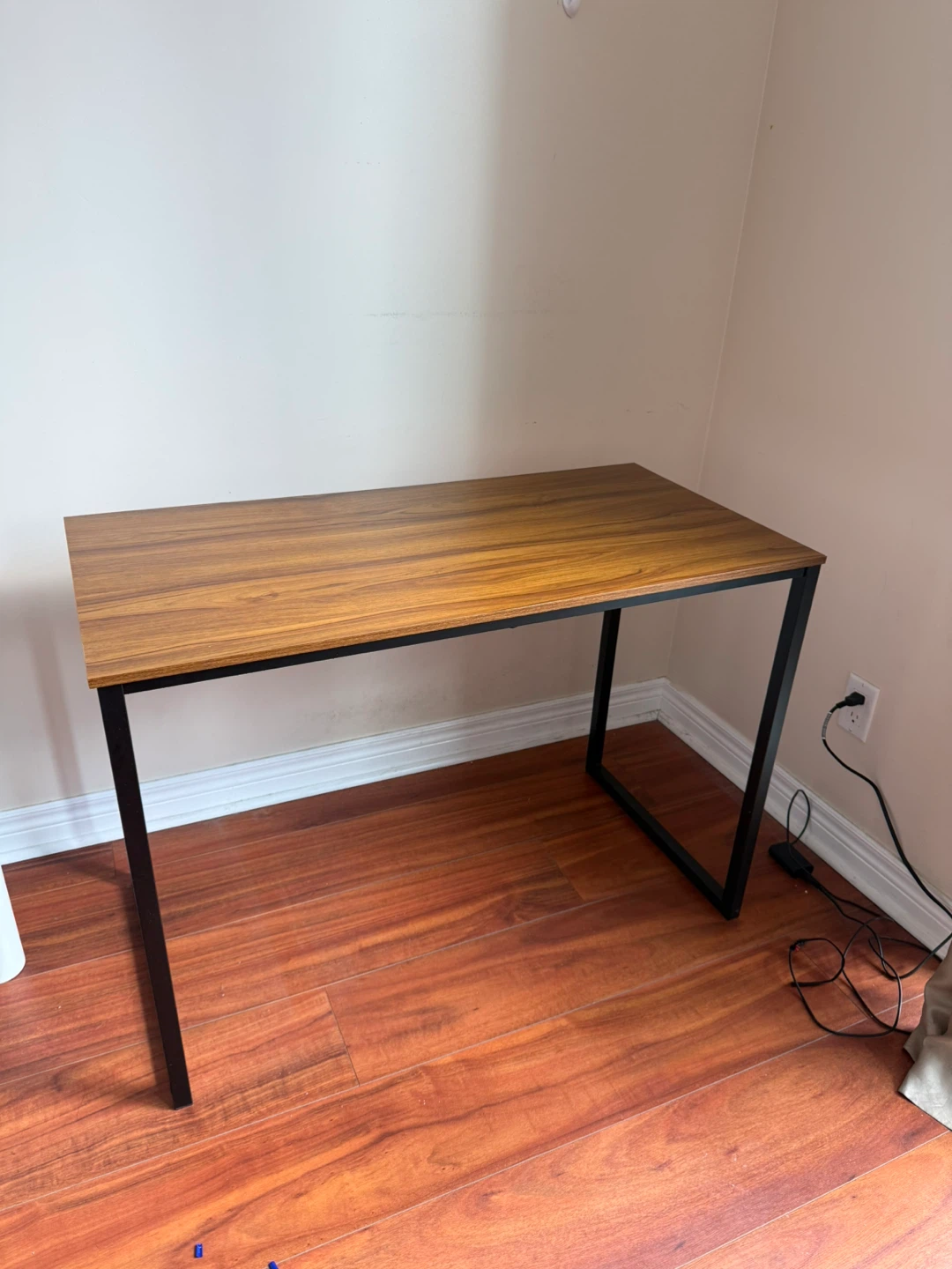 Simple Wooden Top Desk with Black Metal Frame - photo 2