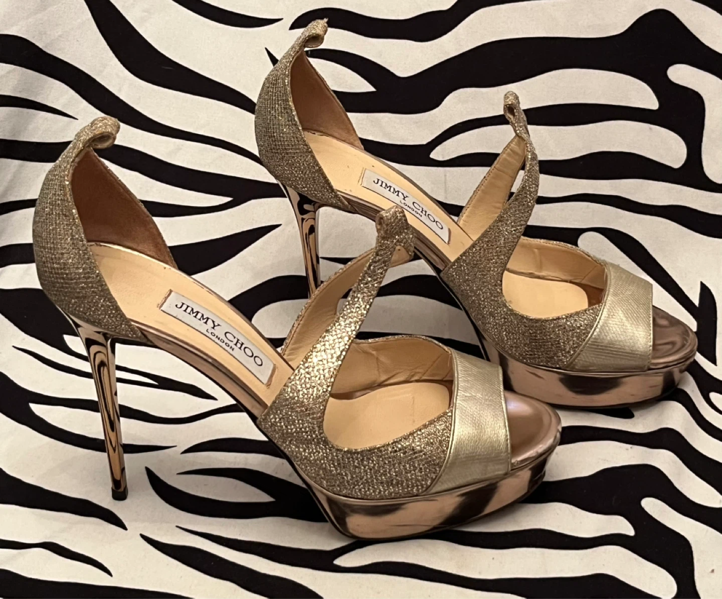 🤍 Jimmy Choo Gold Tyne glitter platform sandals 🤍 - photo 3