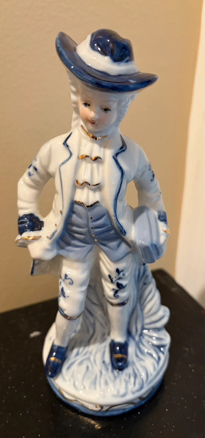 Blue and White Porcelain Figurine of a Man