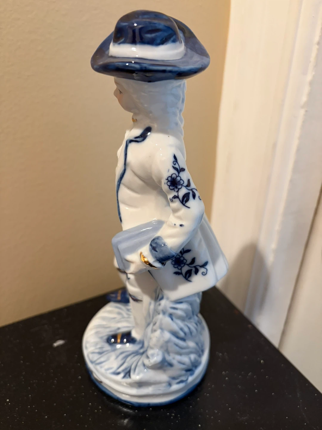 Blue and White Porcelain Figurine of a Man - photo 3