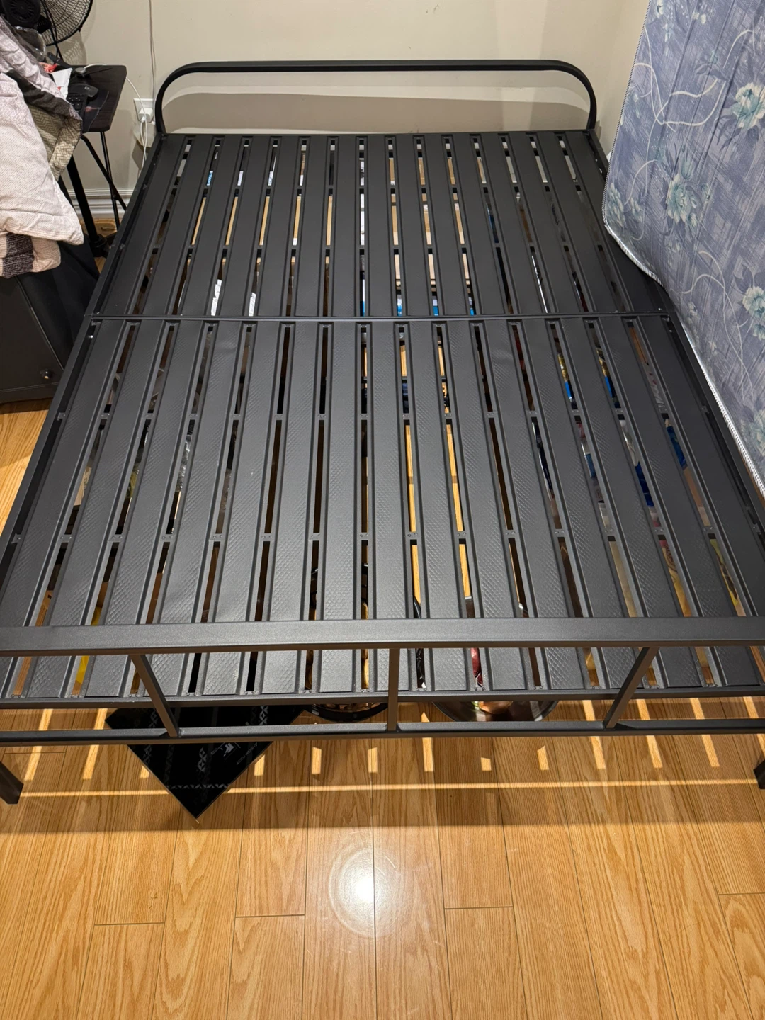 Black Metal Queen Bed Frame foldable