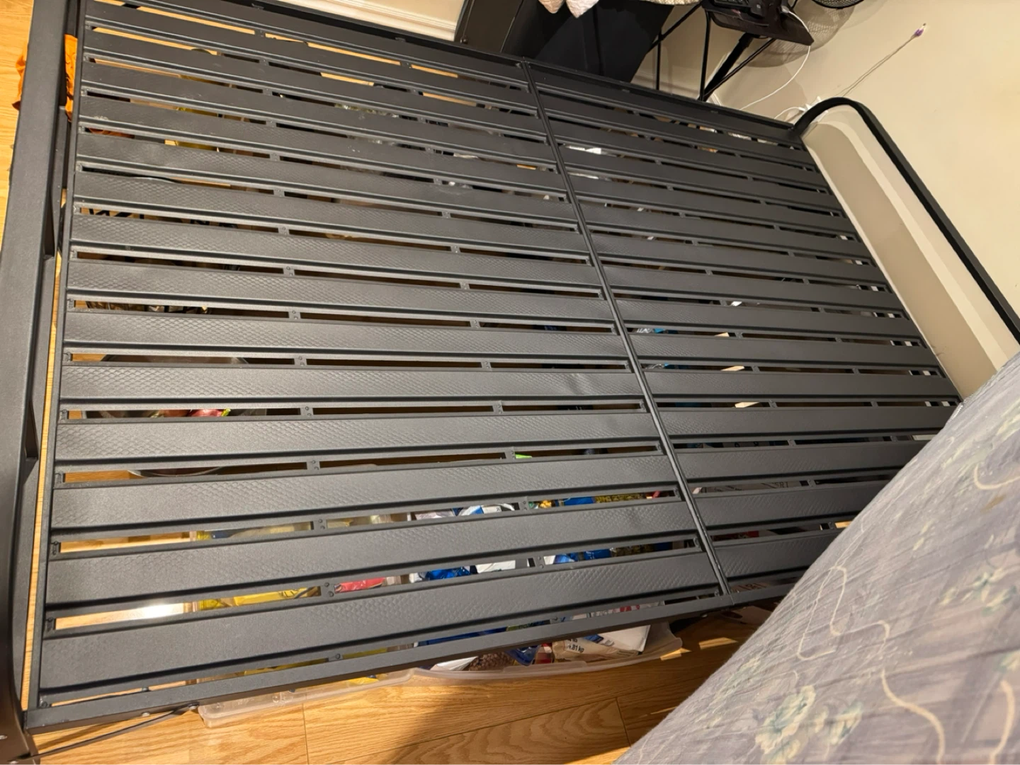 Black Metal Queen Bed Frame foldable - photo 2