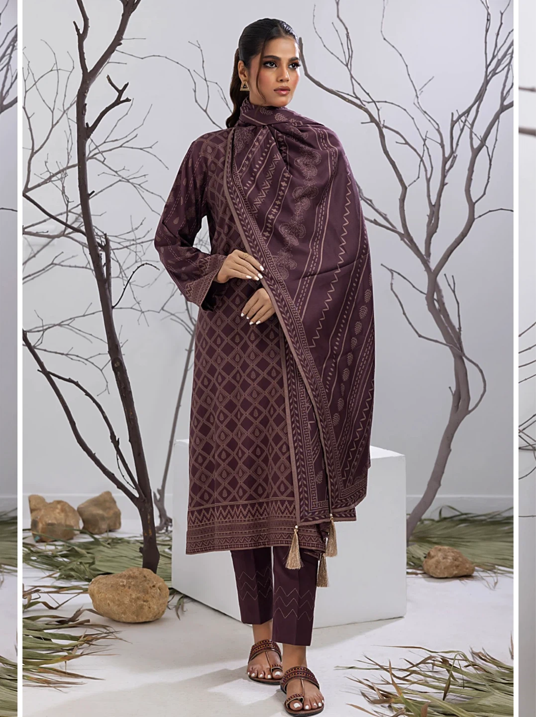 Lakhani linen Kurti Pants and Dupatta Set