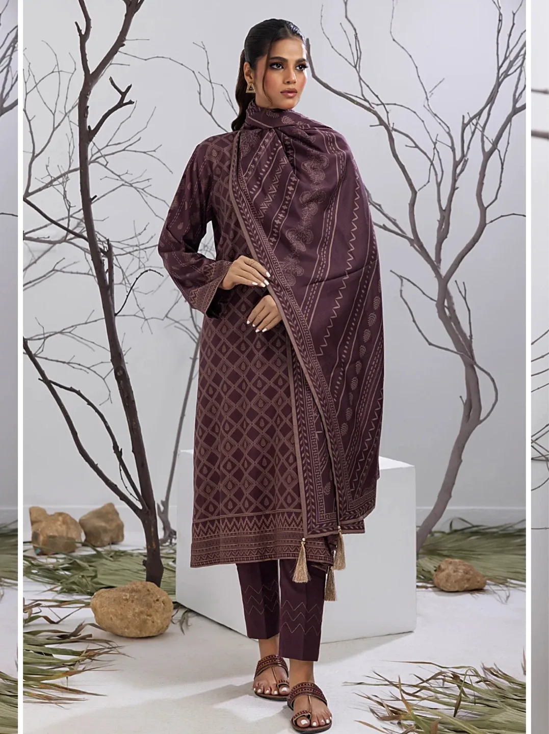 Lakhani linen Kurti Pants and Dupatta Set
