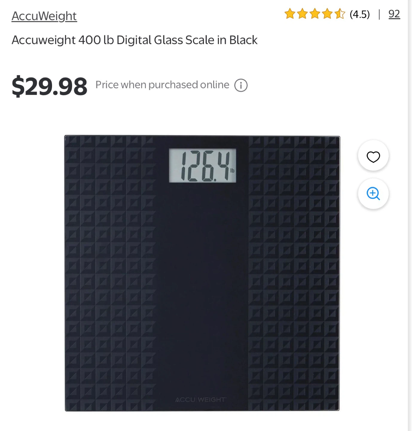 Accuweight 400 lb Digital Glass Scale in Black - photo 2