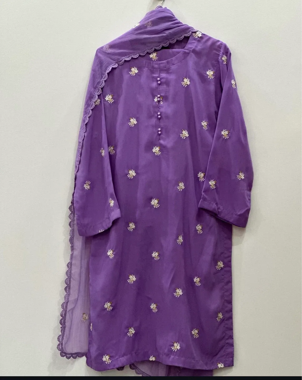 Purple Embroidered three piece suit