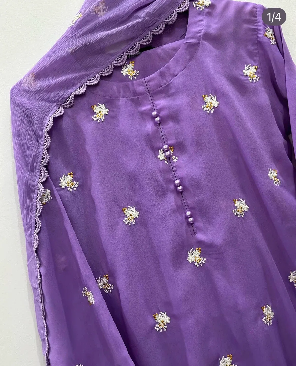 Purple Embroidered three piece suit - photo 2