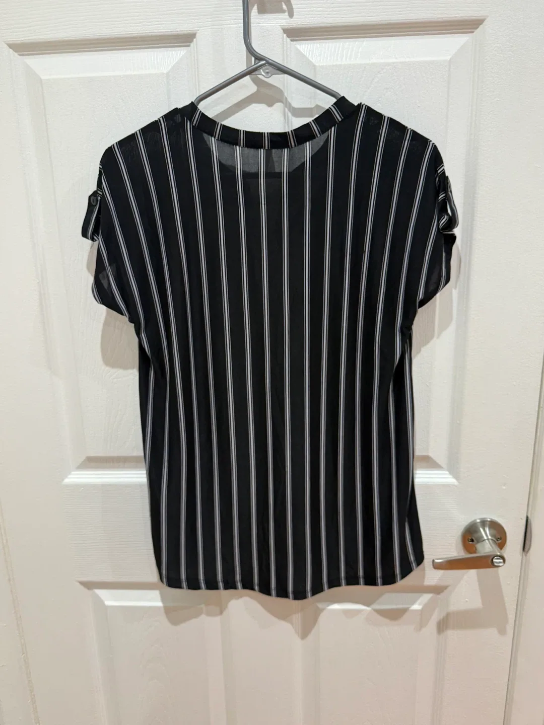 Black and white striped short sleeve top - photo 3