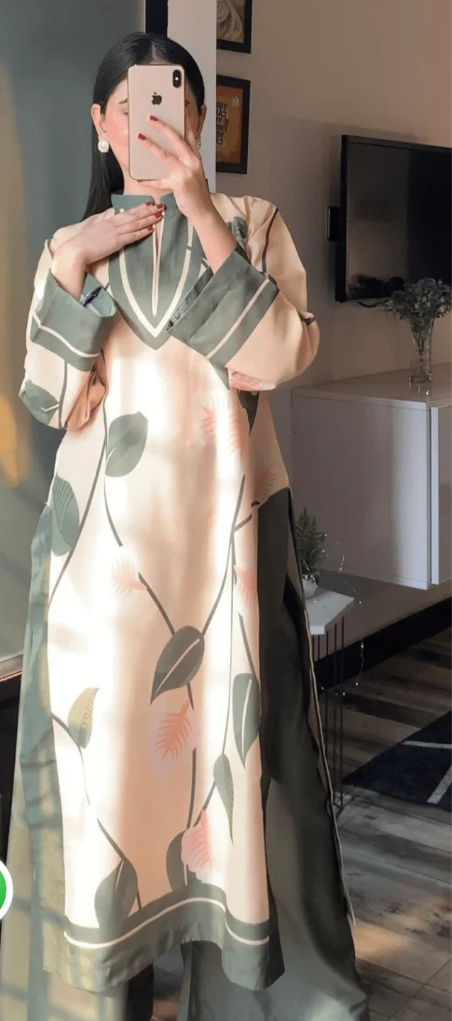 Women's Long Sleeve Kurta with Pants Set - photo 2