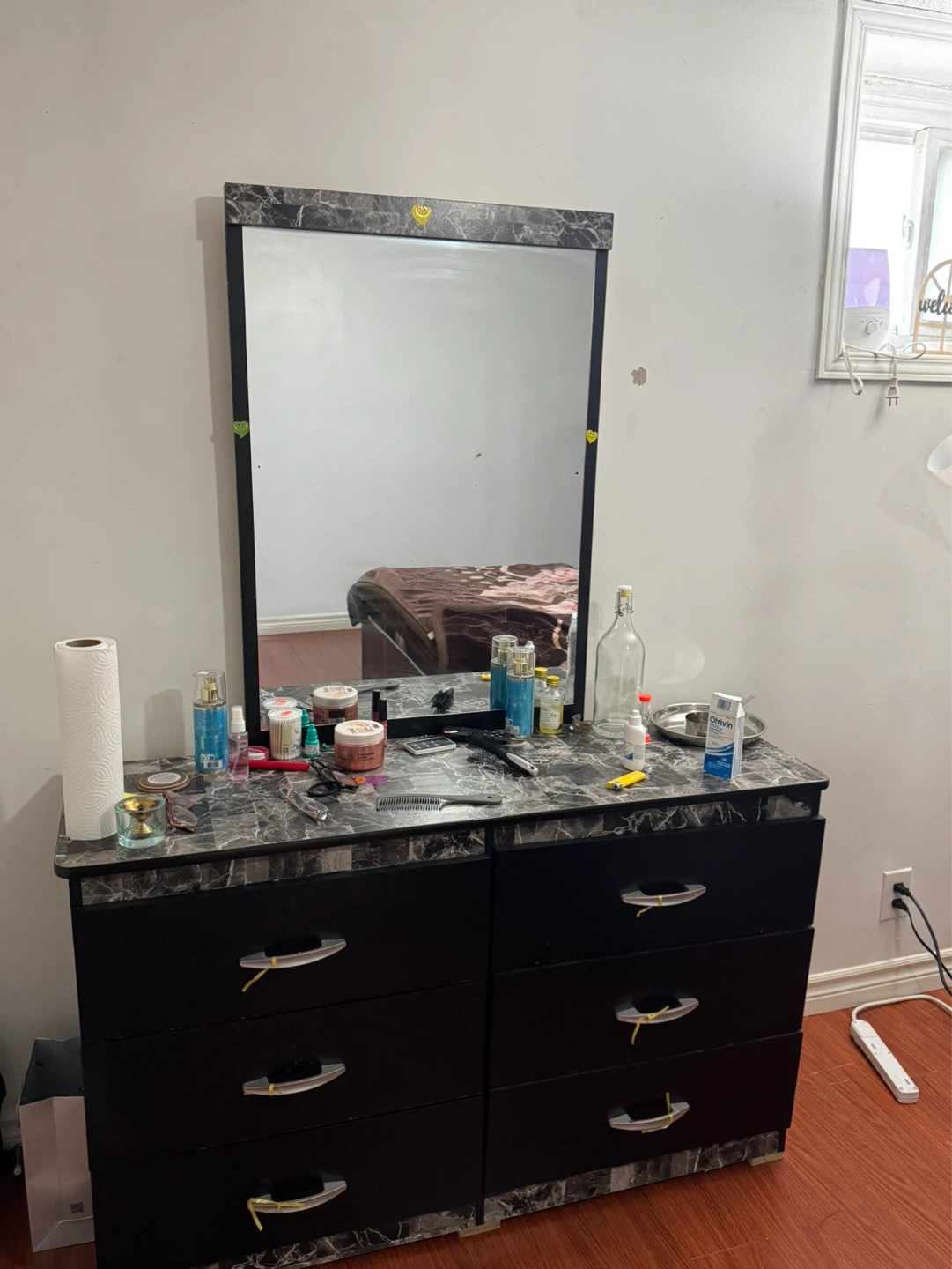 Dressing table with mirror