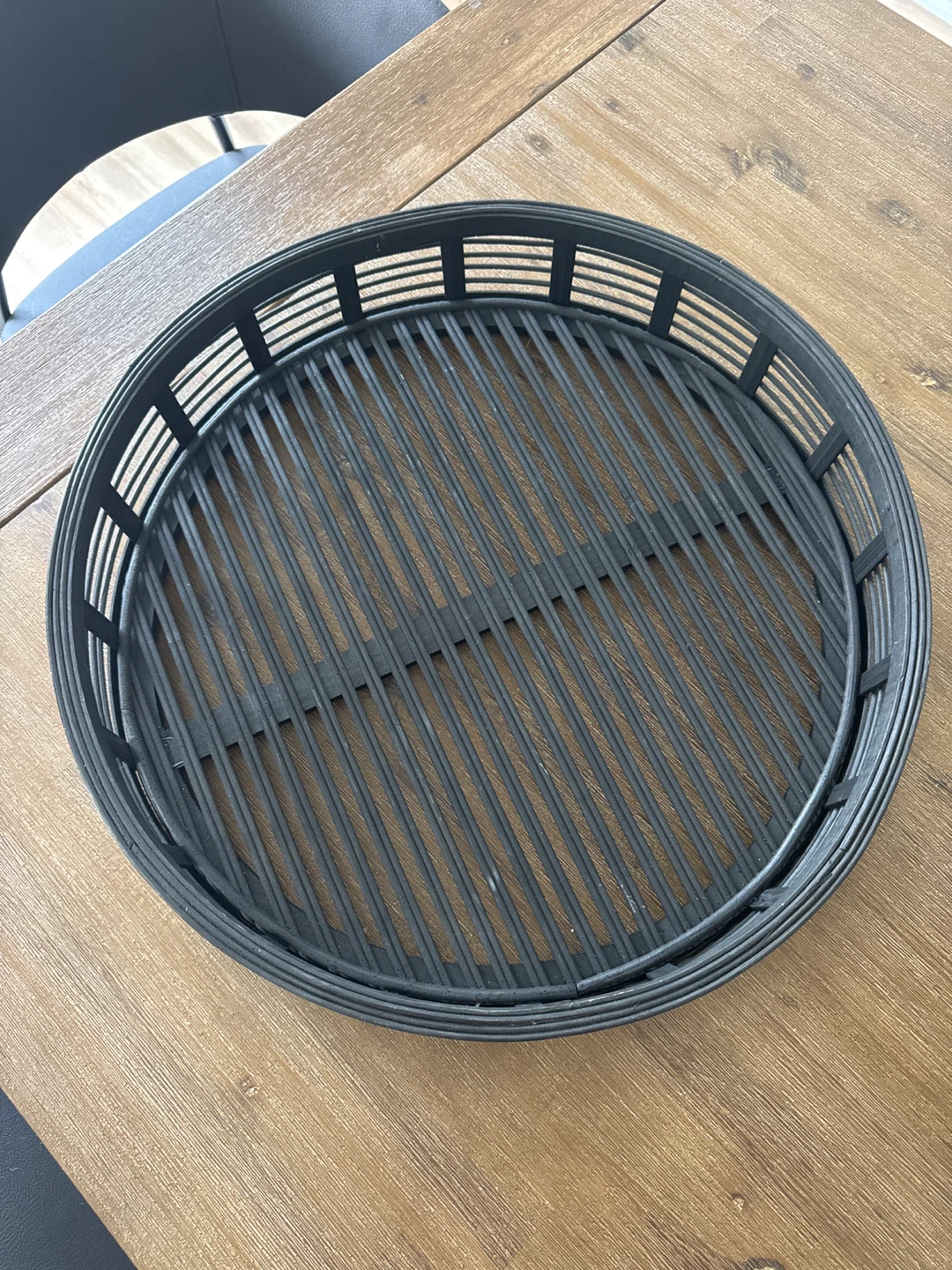 Black Woven Round Tray