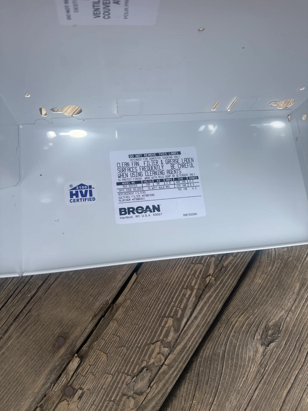 BROAN White Range Hood - photo 2