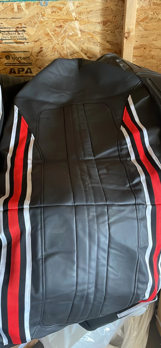 Seat Cover with Red and White Stripes