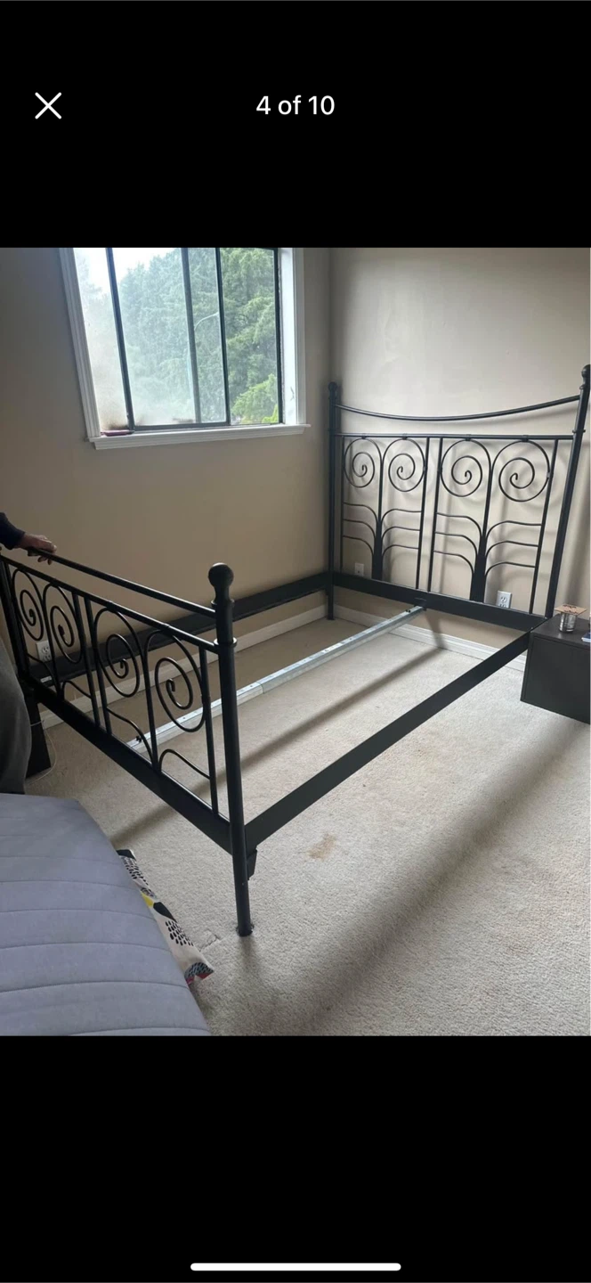 Black Metal Bed Frame with Mattress