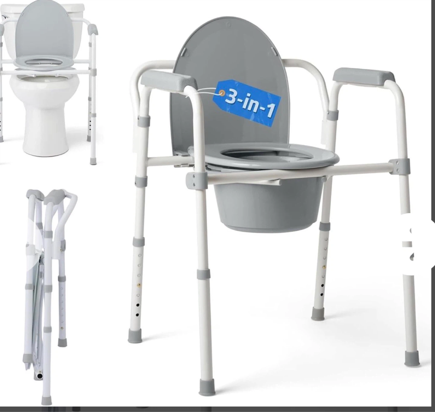 Medline Steel Elongated Commode with Microban
