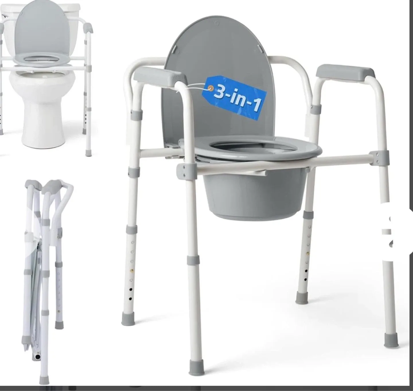 Medline Steel Elongated Commode with Microban