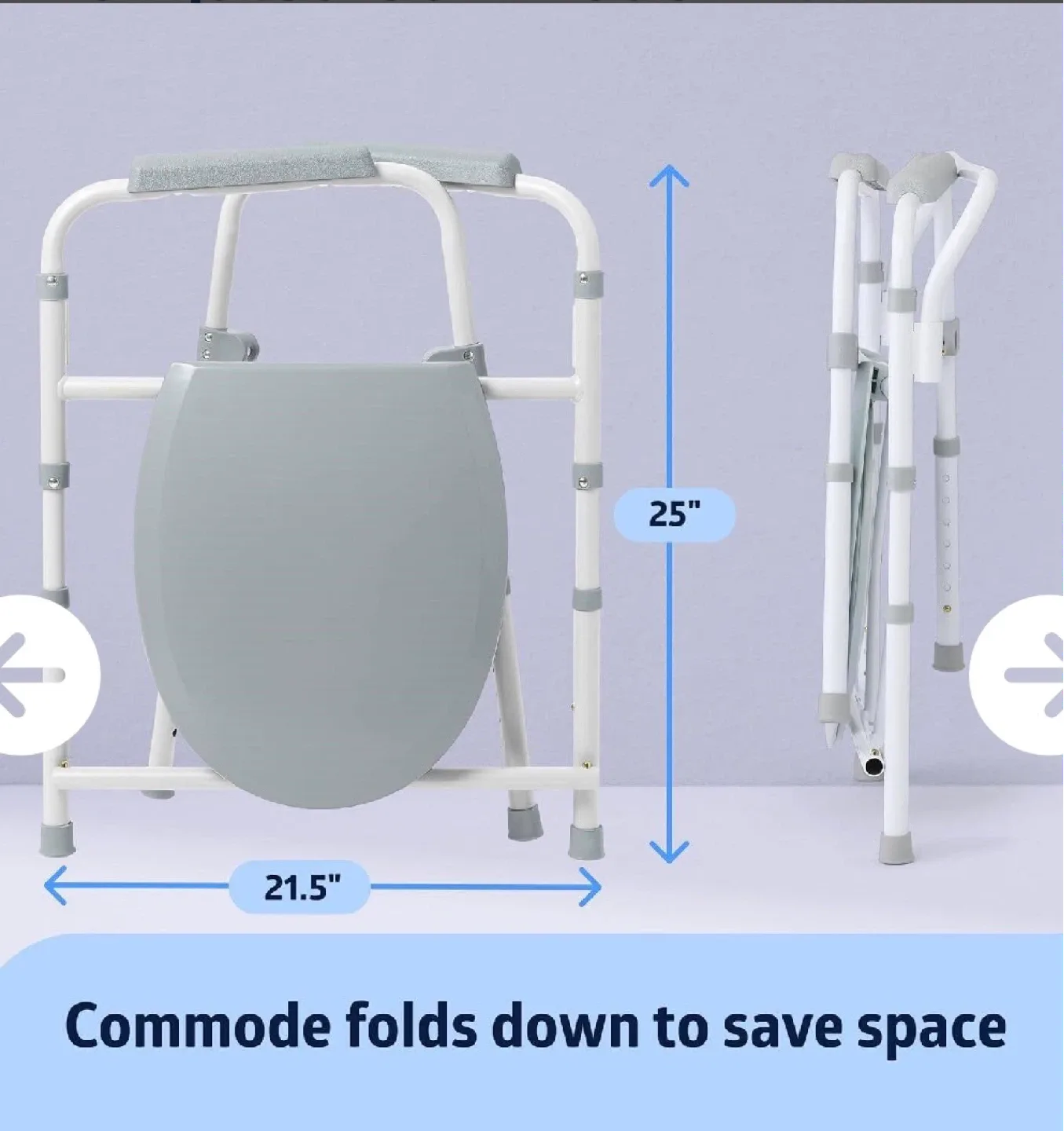 Medline Steel Elongated Commode with Microban - photo 4