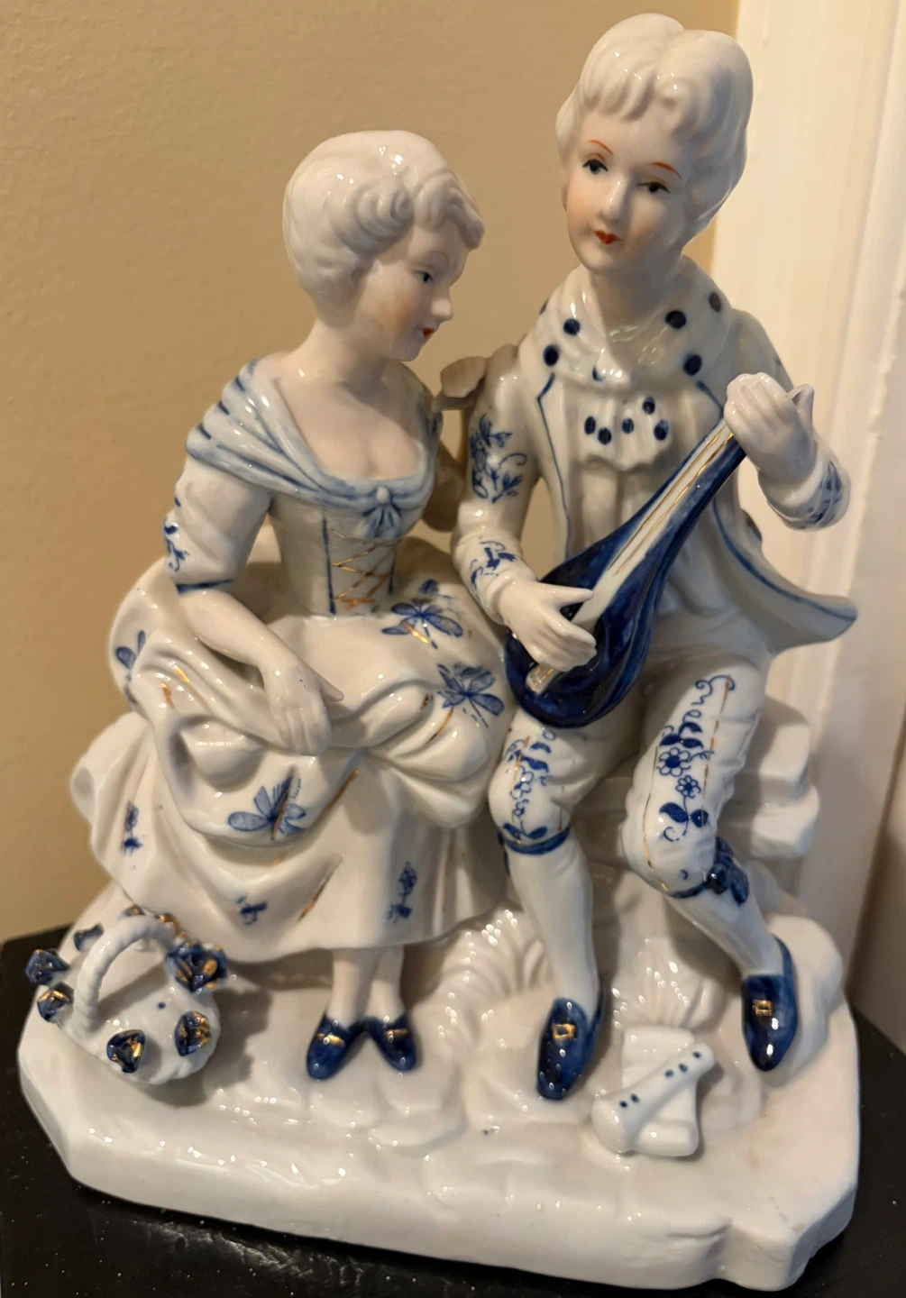 Vintage Porcelain Figurine Couple Playing Music