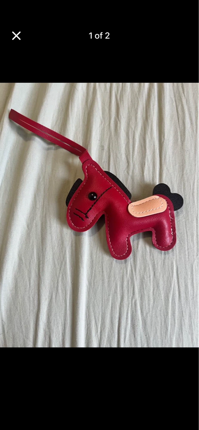 Red Leather Horse Charm Keychain