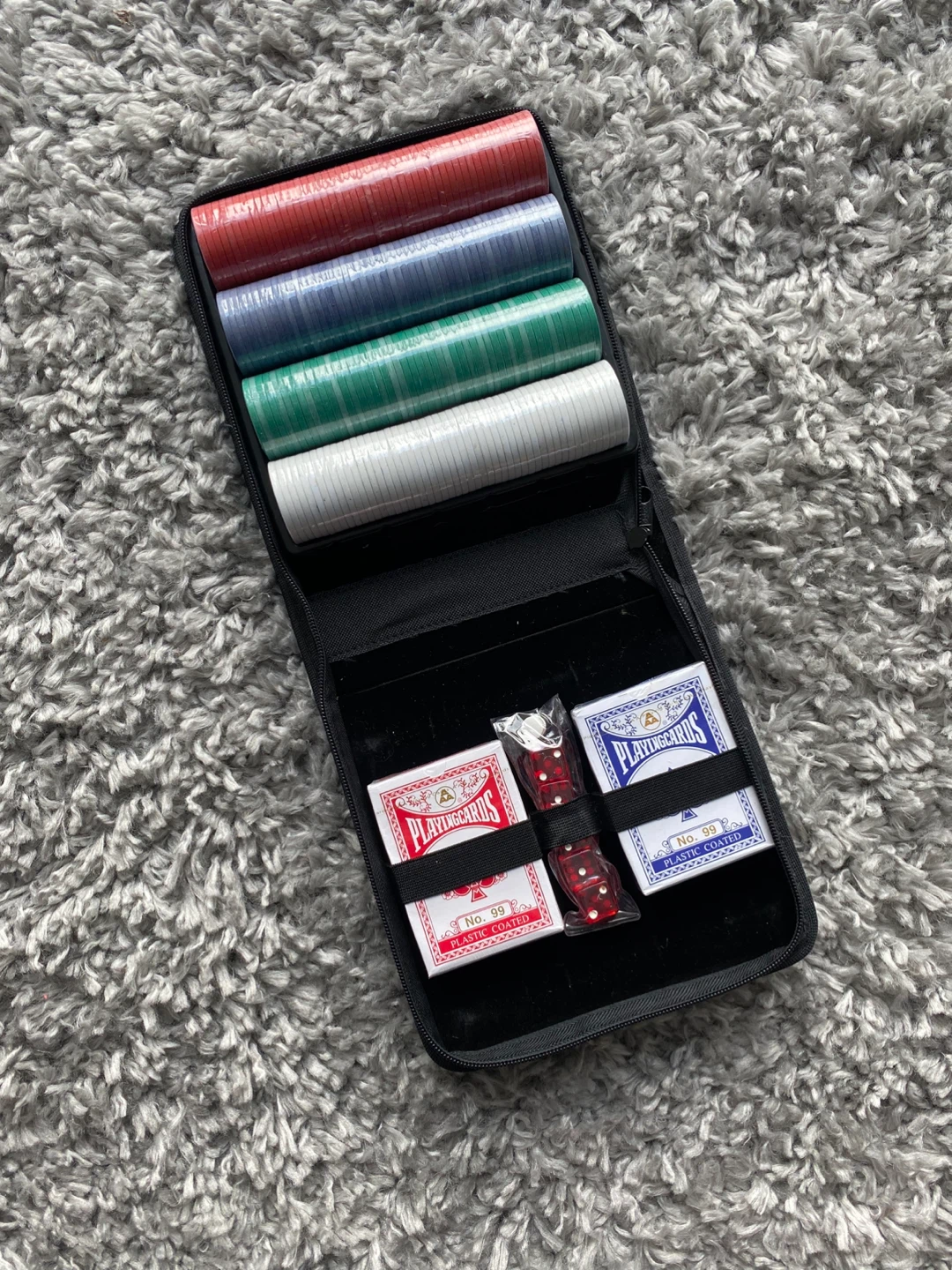 Poker Chip Set with Cards and Dice