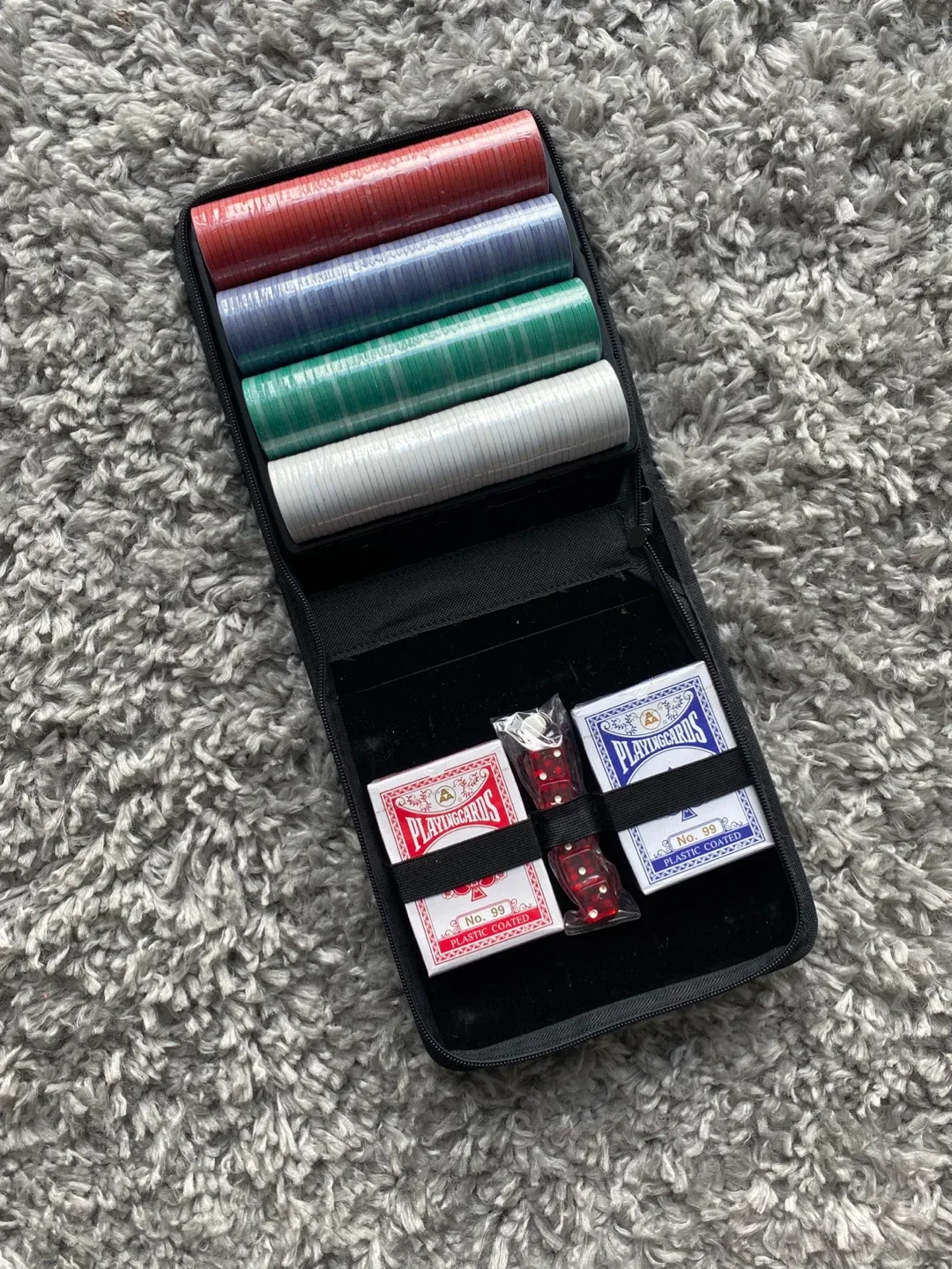 Poker Chip Set with Cards and Dice