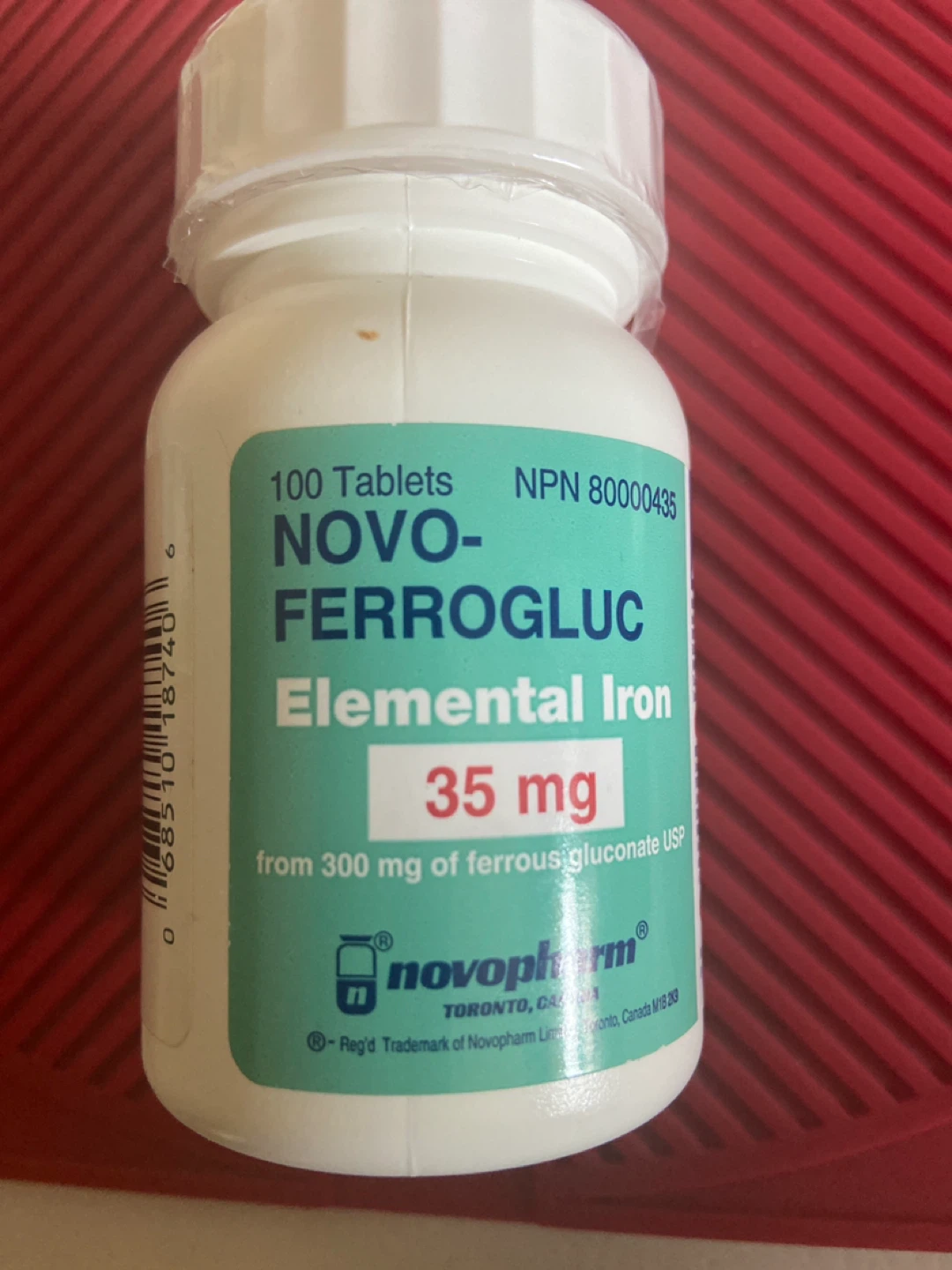 Novopharm Novo-Ferrogluc Elemental Iron 35 mg Tablets
