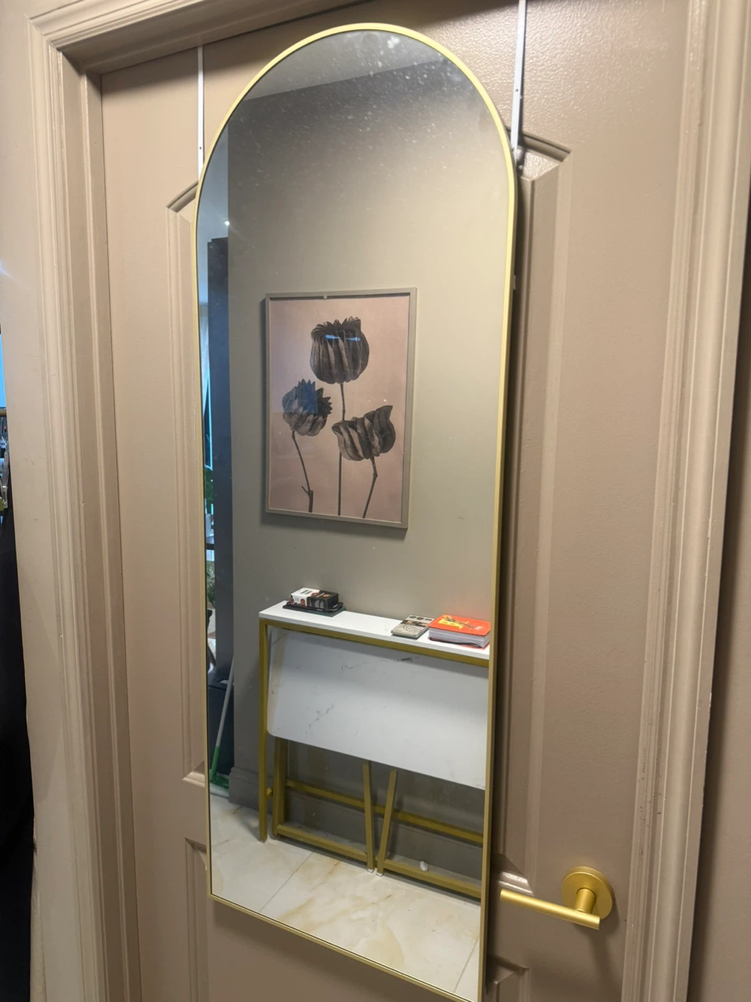 Arched Door Mirror - Gold Frame - 50.75" x 18.75" - photo 3