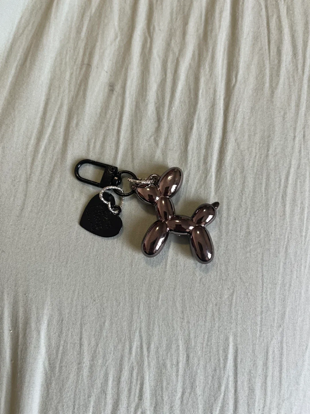 Balloon Dog Keychain with Heart Charm