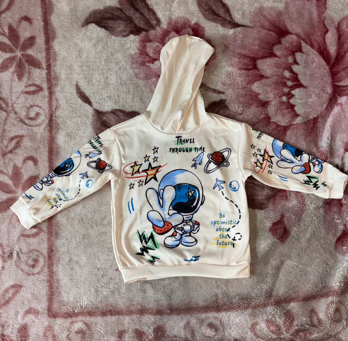 Kids Astronaut Hoodie 6Y Cream