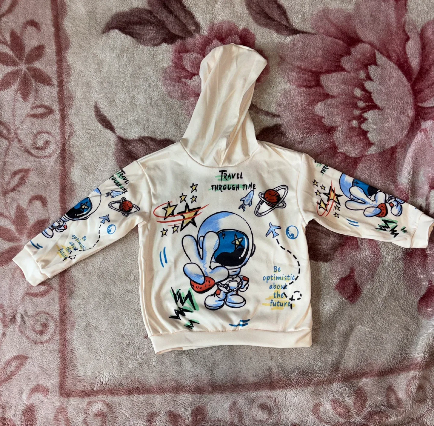 Kids Astronaut Hoodie 6Y Cream