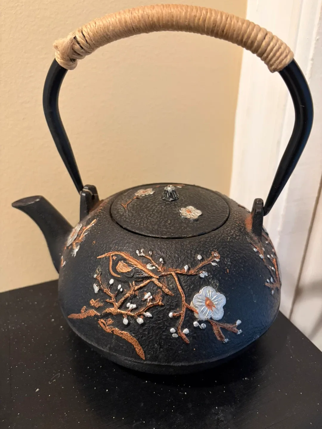 Cast Iron Teapot with Cherry Blossom Design