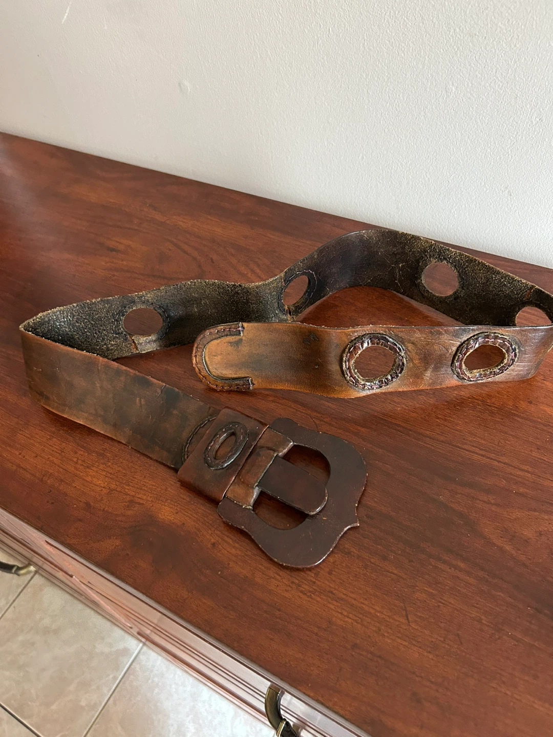 Brown Leather Belt with Ornate Buckle - photo 3