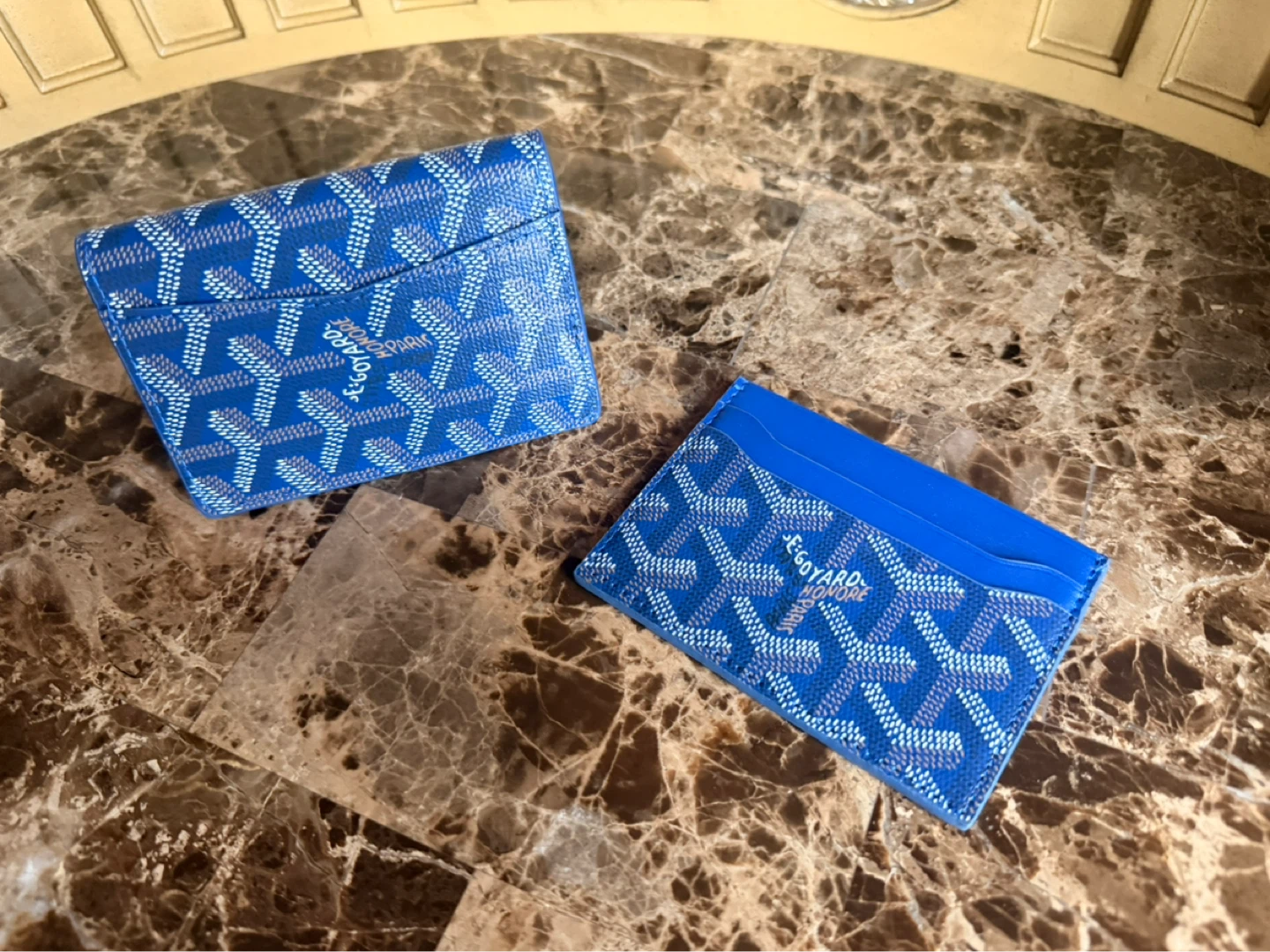 Goyard Blue Card Holder & Pouch Set