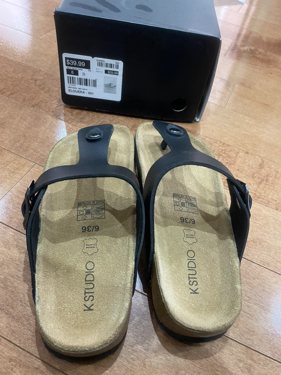 K STUDIO Black Thong Sandals Size 6 - photo 5