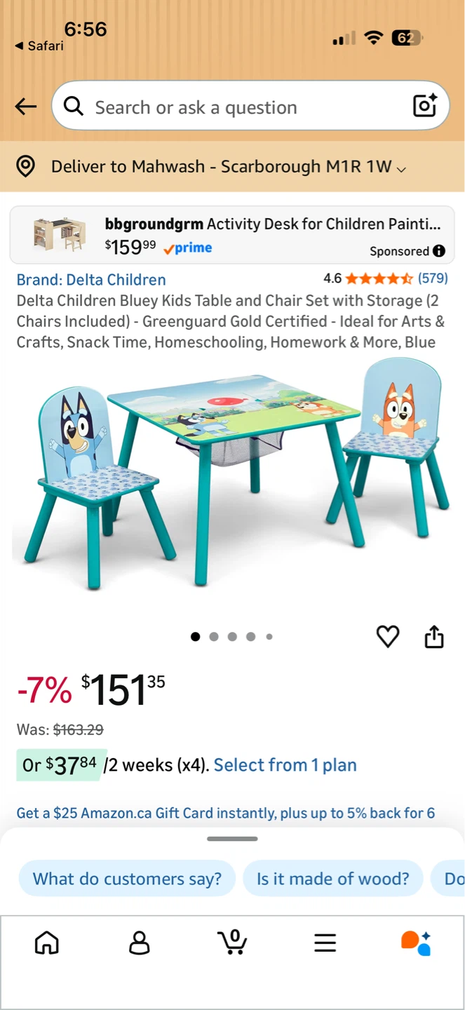 Delta Children Bluey Kids Table and Chair Set
