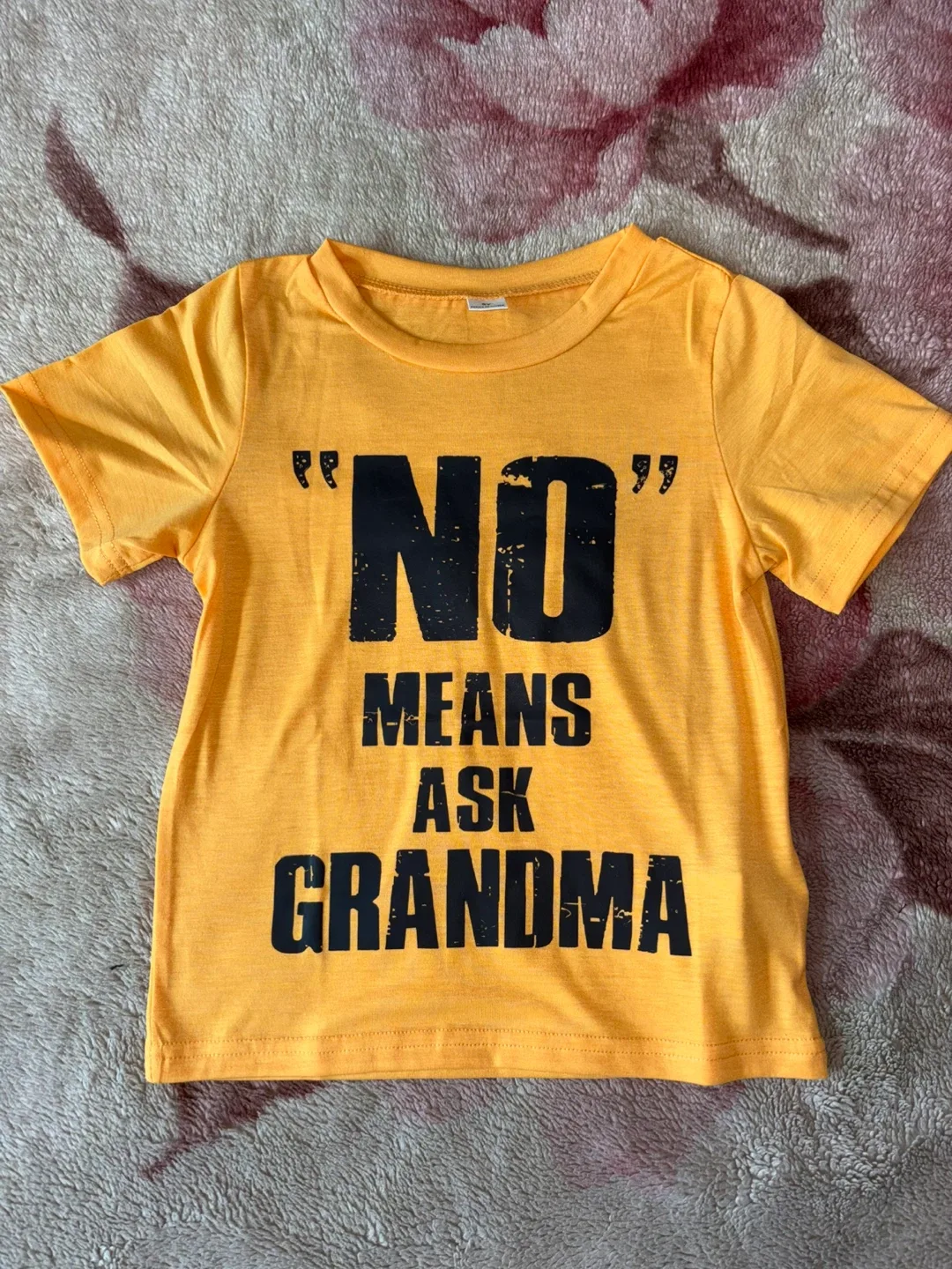 Kids "NO" Means Ask Grandma T-Shirt Size 5Y Yellow
