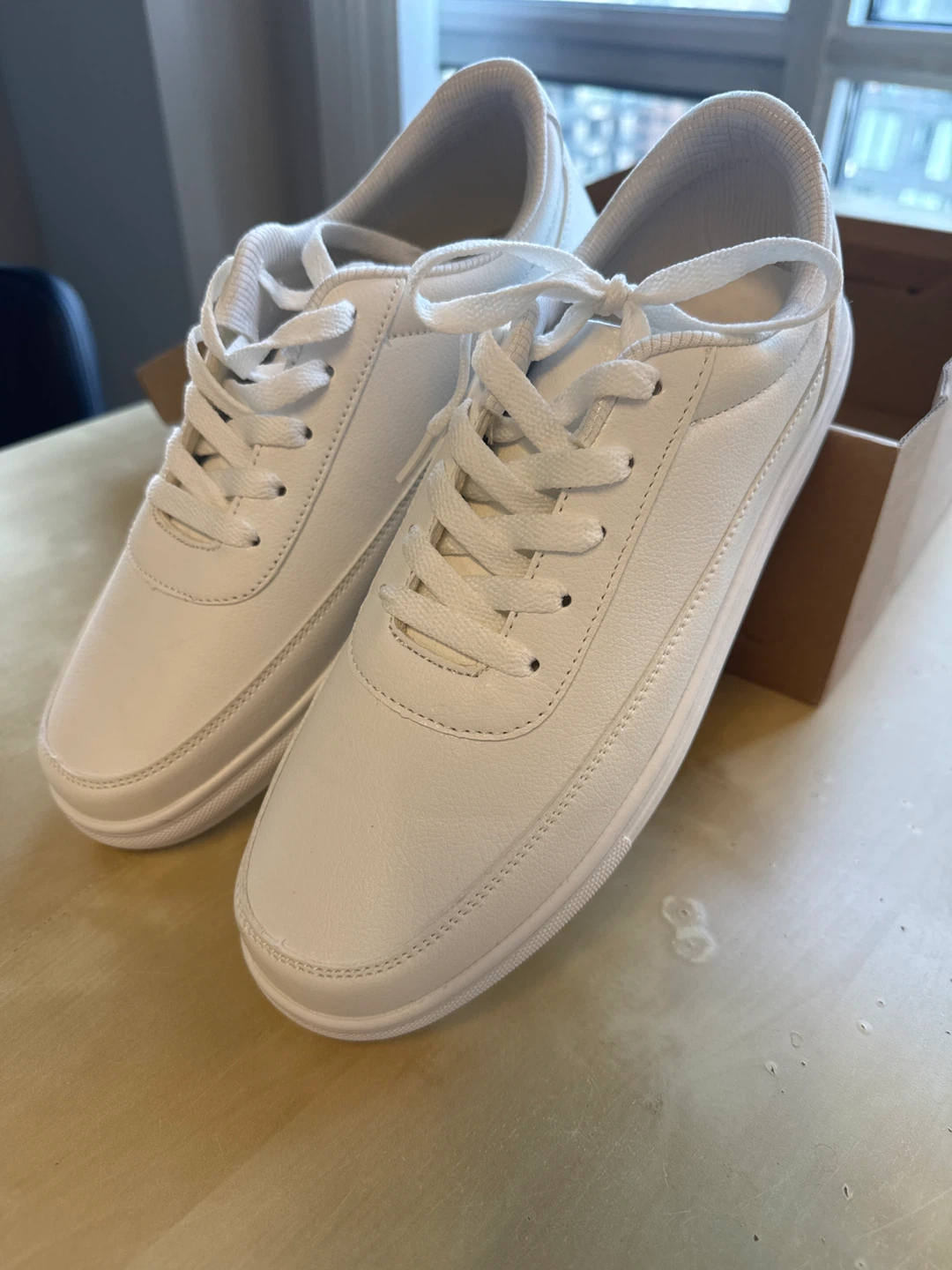 White Leather-Look Sneakers - photo 2