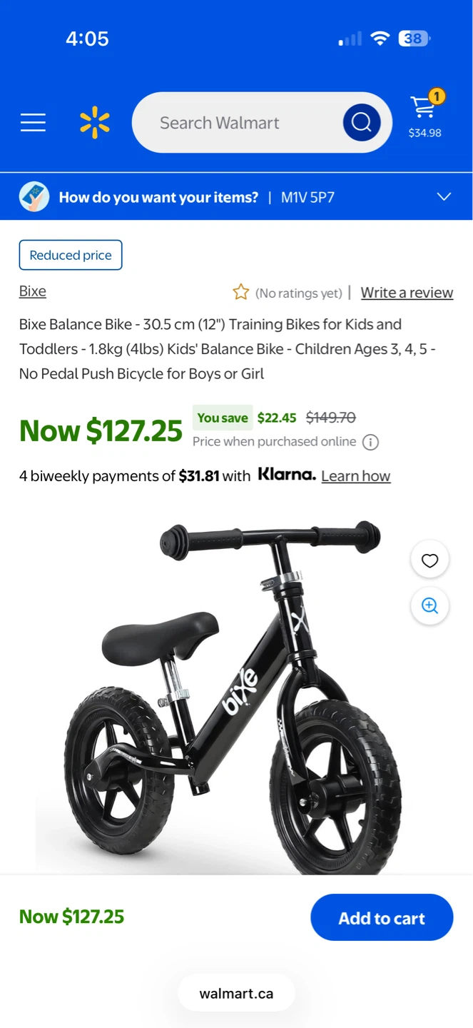 Bixe Balance Bike - Black - 12" Wheels