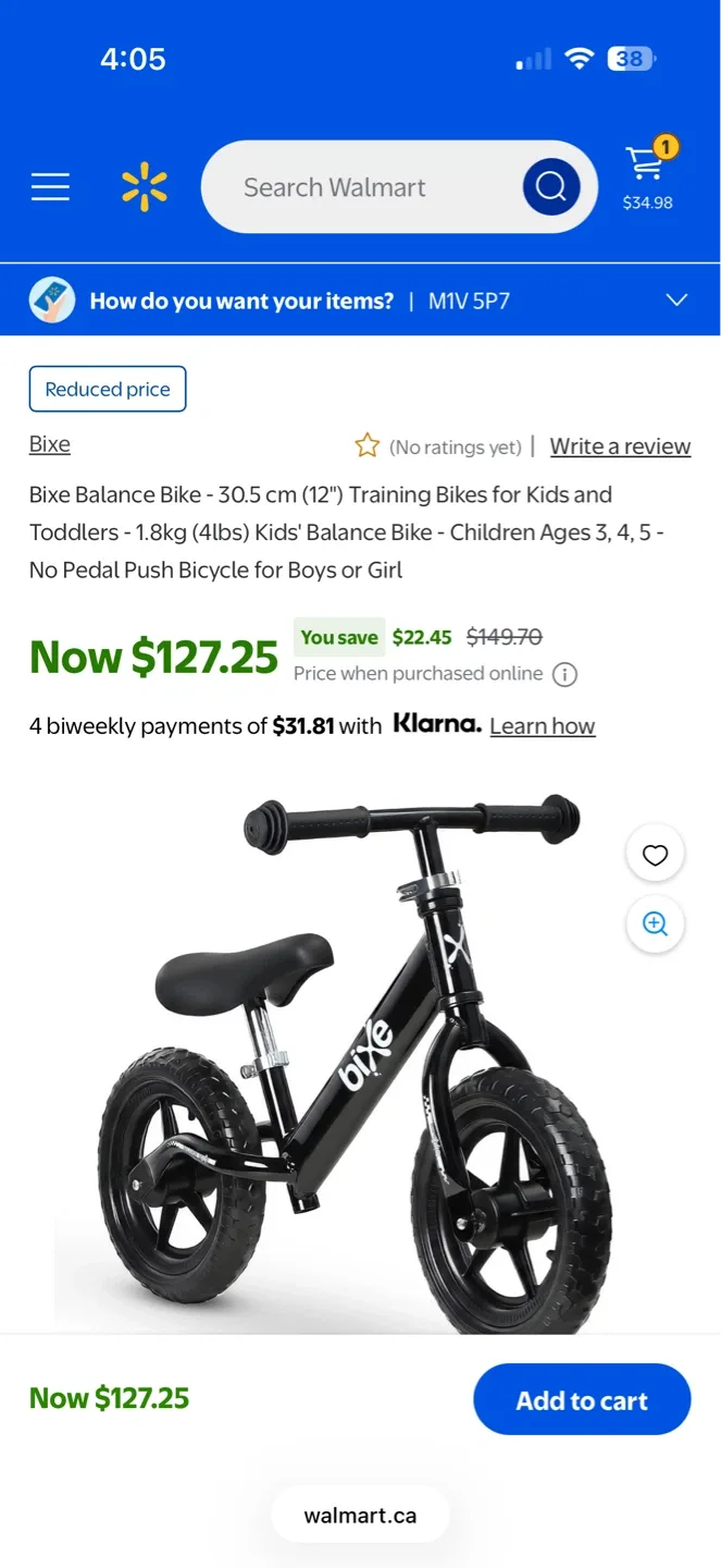 Bixe Balance Bike - Black - 12" Wheels