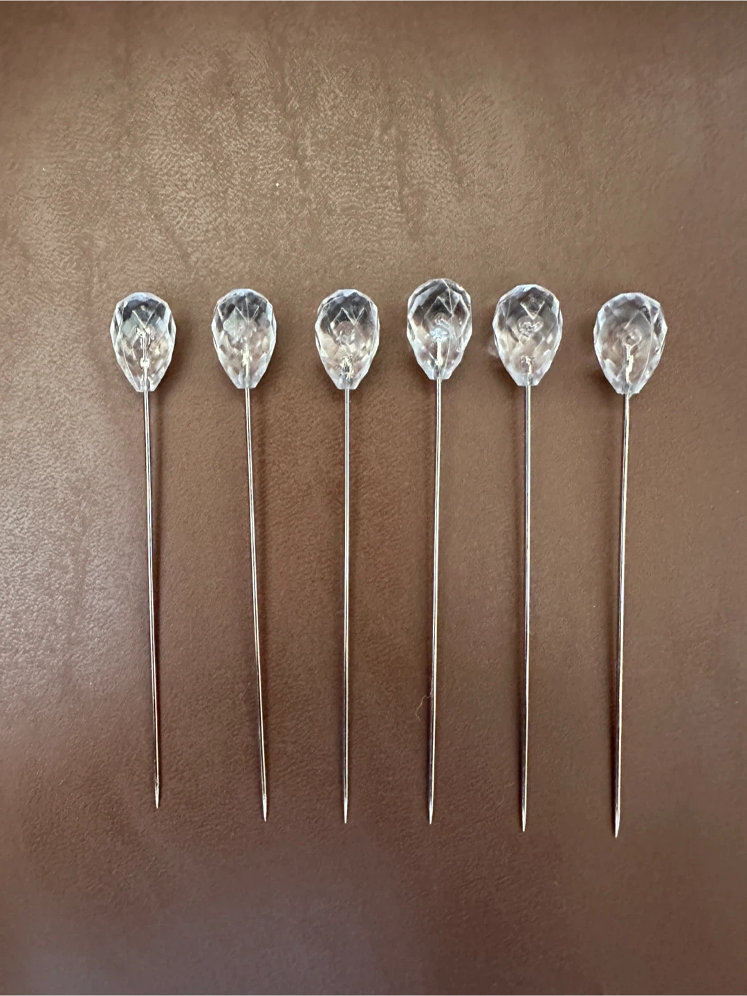 Set of 6 Clear Crystal Head Pins