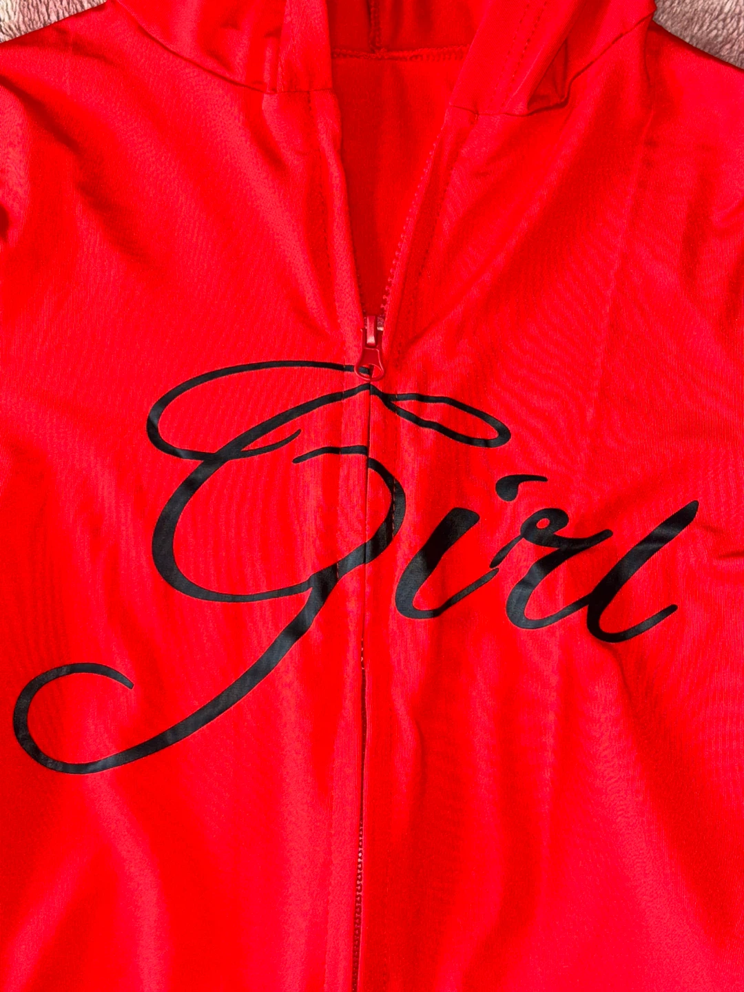 Red "Girl" Tracksuit Set - Hoodie & Bell Bottom Pants S - photo 5