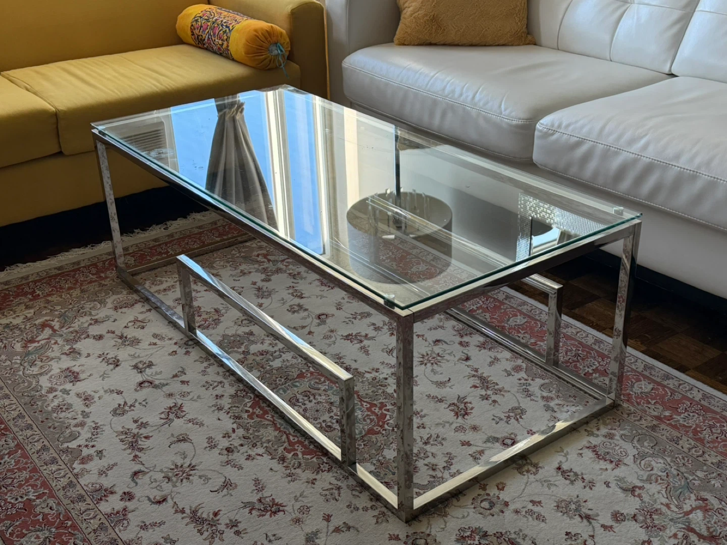 Glass and Chrome Coffee Table