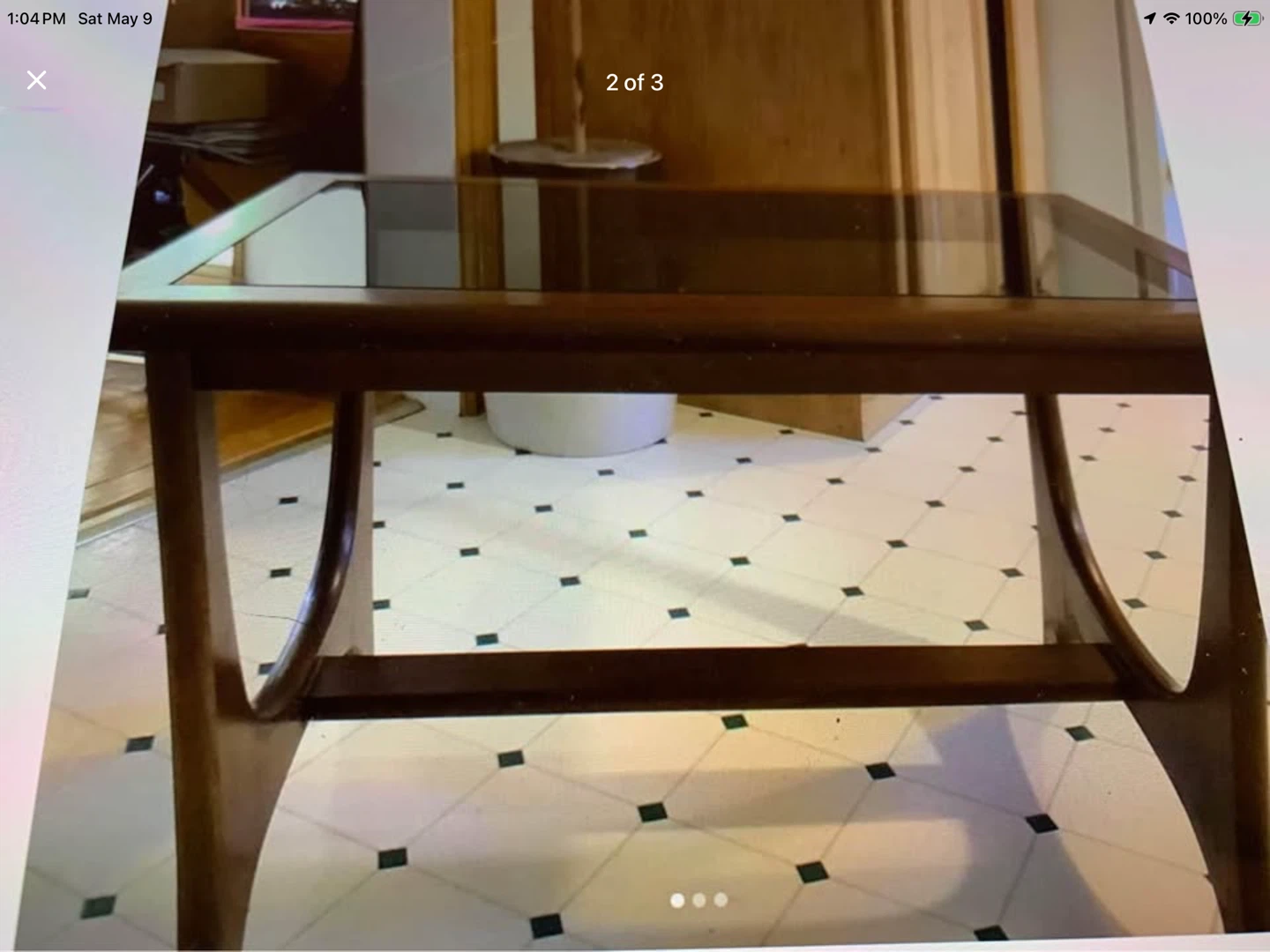 Vtg Rectangular Teak Side Table with a Smoked Glass Top 🐞