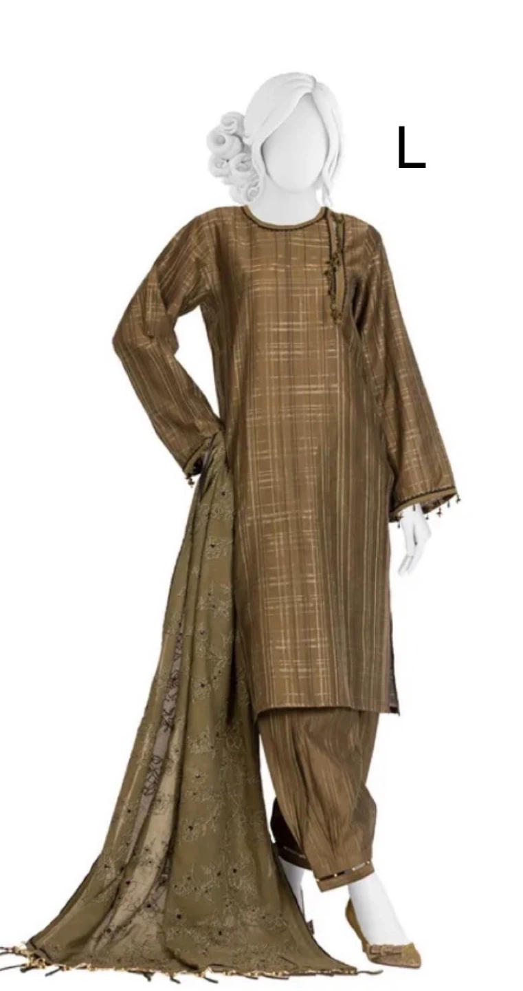 Women's 3-Piece paper silk Suit - Olive Green