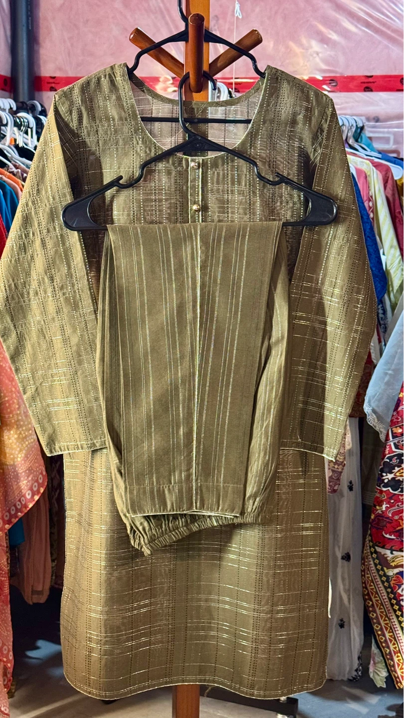 Women's 3-Piece paper silk Suit - Olive Green - photo 3