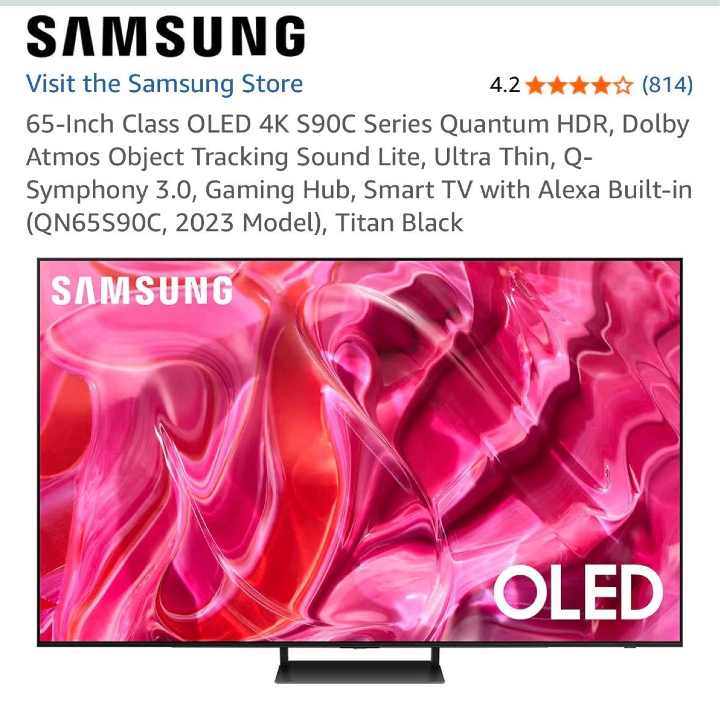 Samsung 65-Inch Class QN65S90C OLED 4K Smart TV