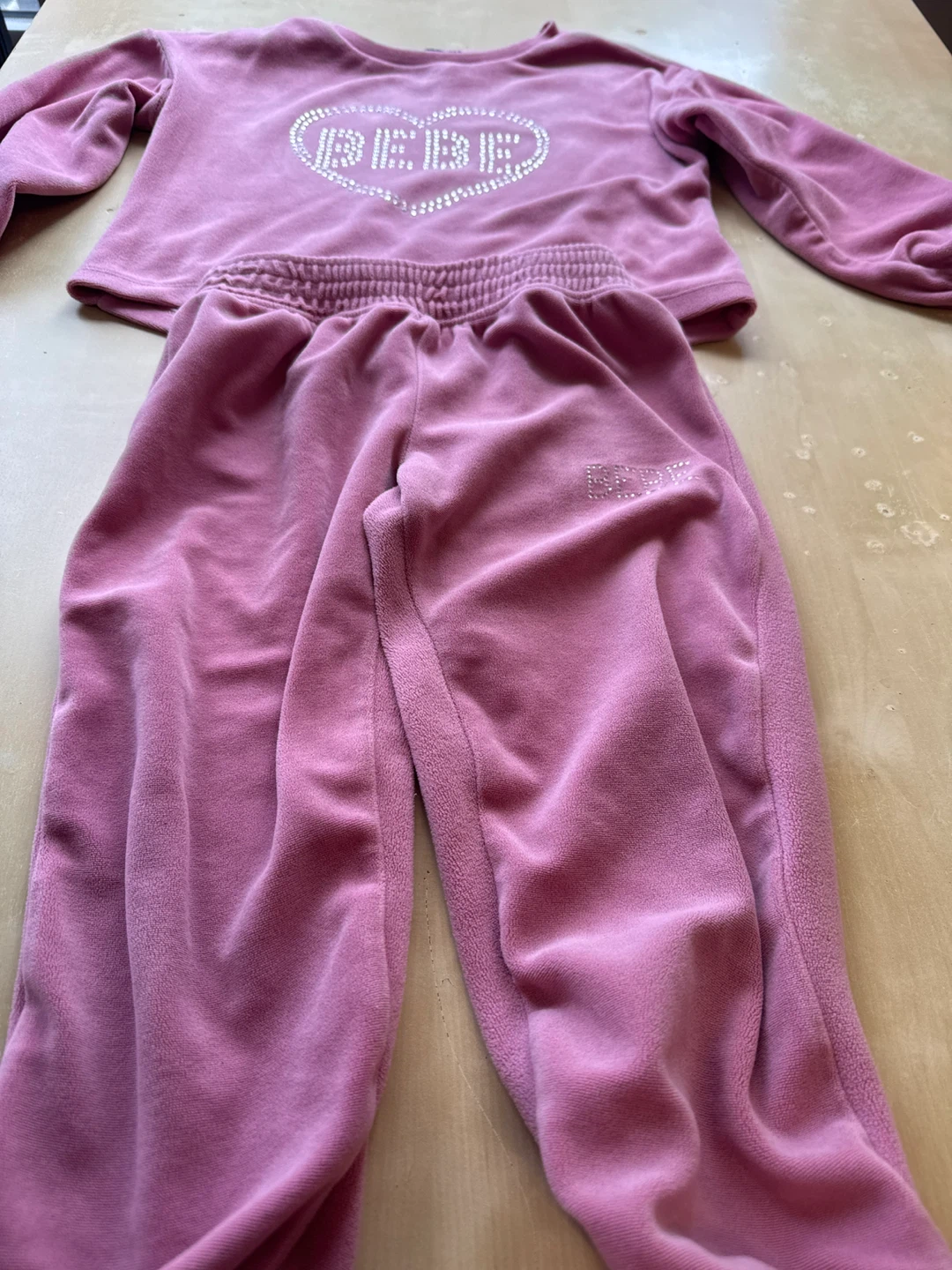 Bebe Sport Pink Velour Tracksuit Set Size S(4)