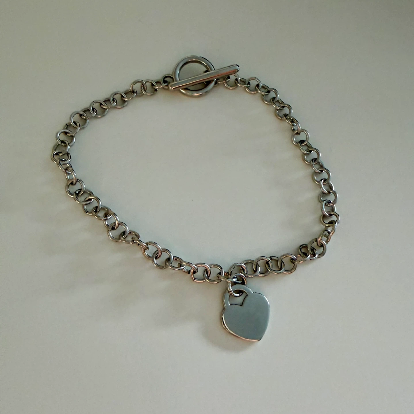 Silver-Tone Heart Charm Toggle Bracelet - photo 5